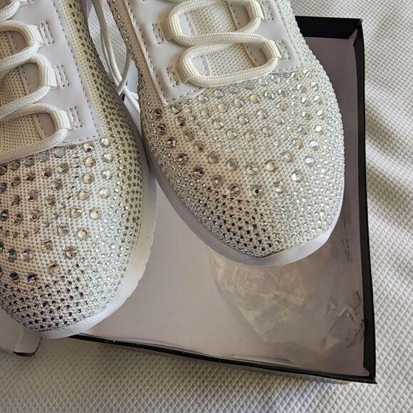 Nine West White Sneakers with Silver Accents - Picture 2 of 9